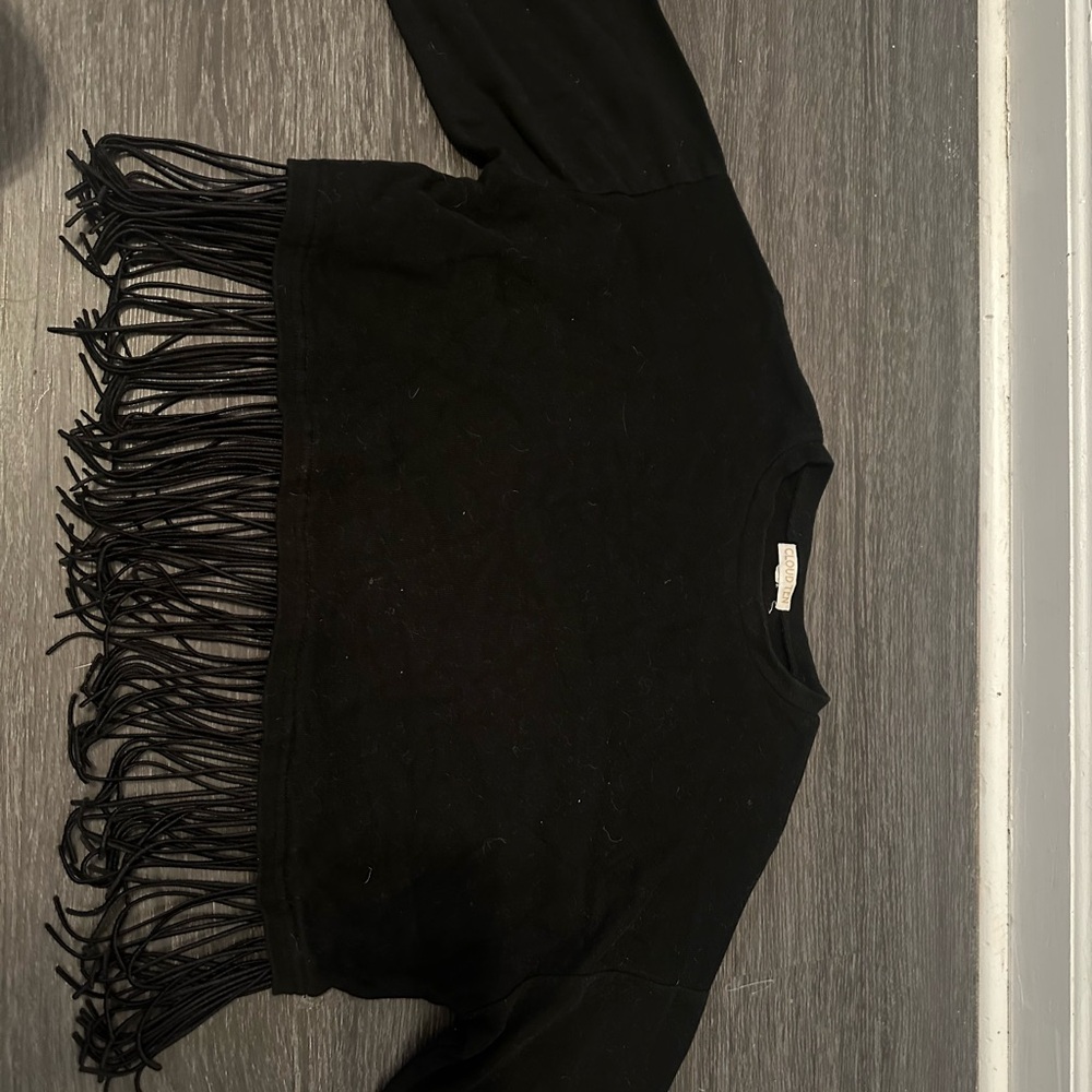 Fringe long sleeve top